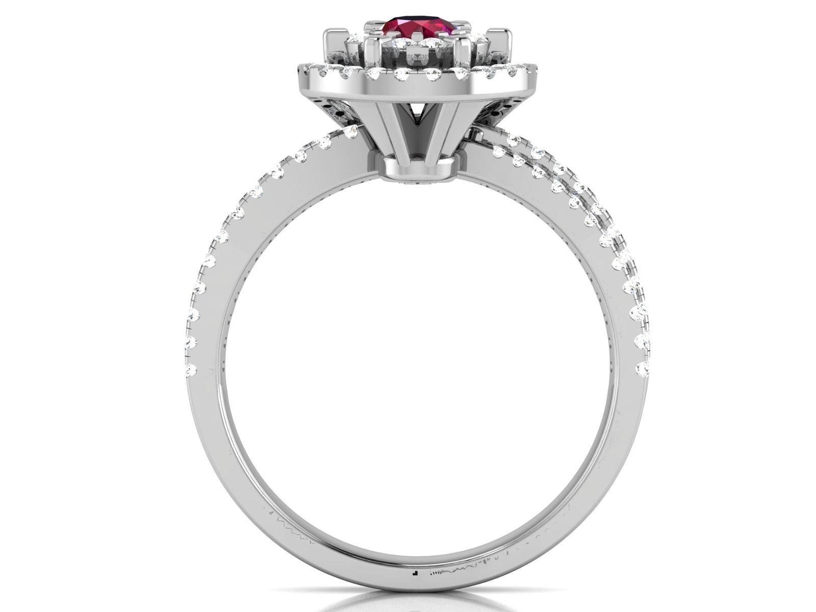 Swirl Engagement Ring With Diamonds and Ruby 3D print model_2