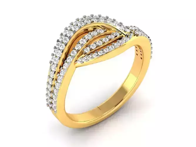 Spiral Gold Color Engagement Ring With Diamonds 3