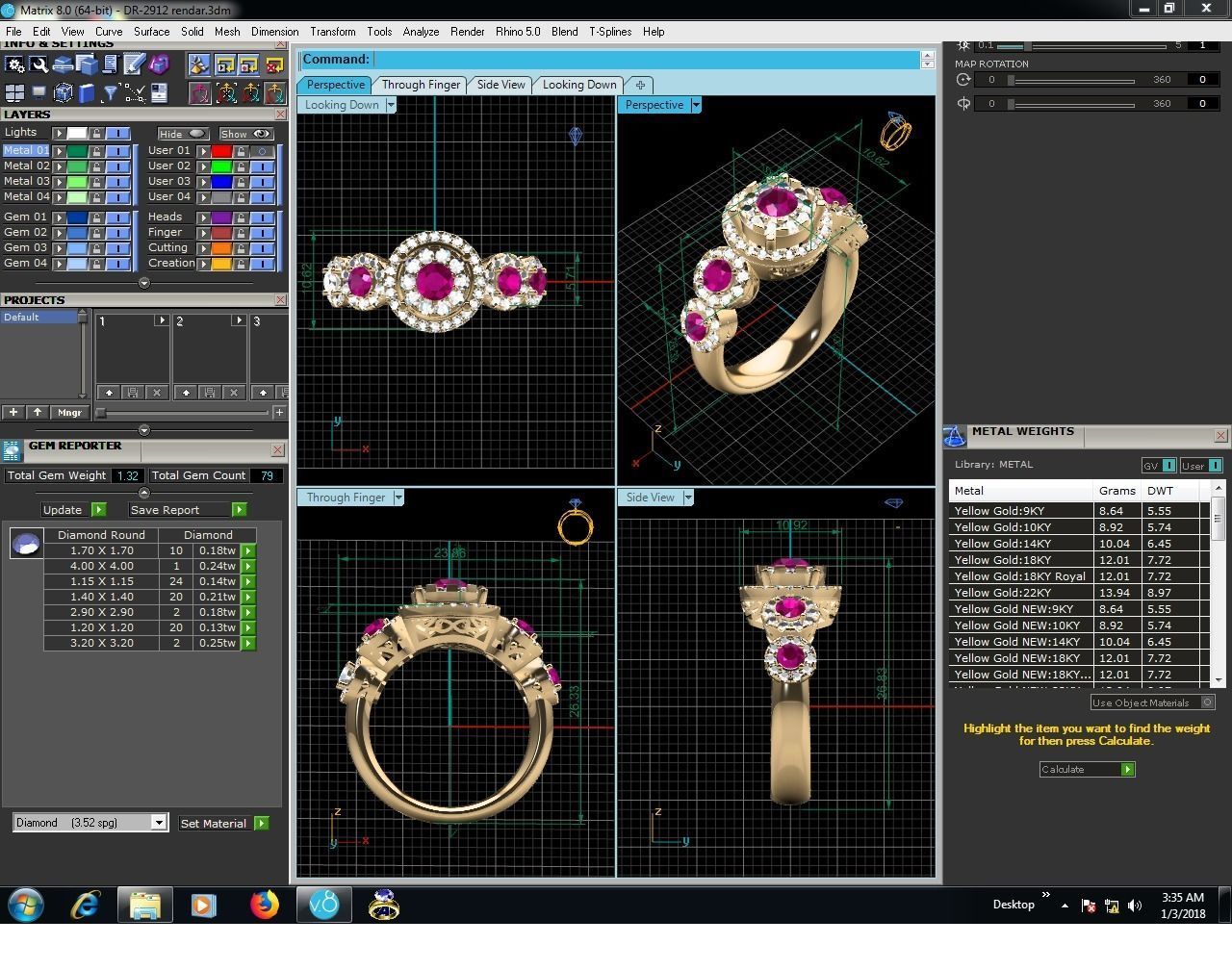 Golden Carved Halo Engagement Ring With Ruby 3D print model_9