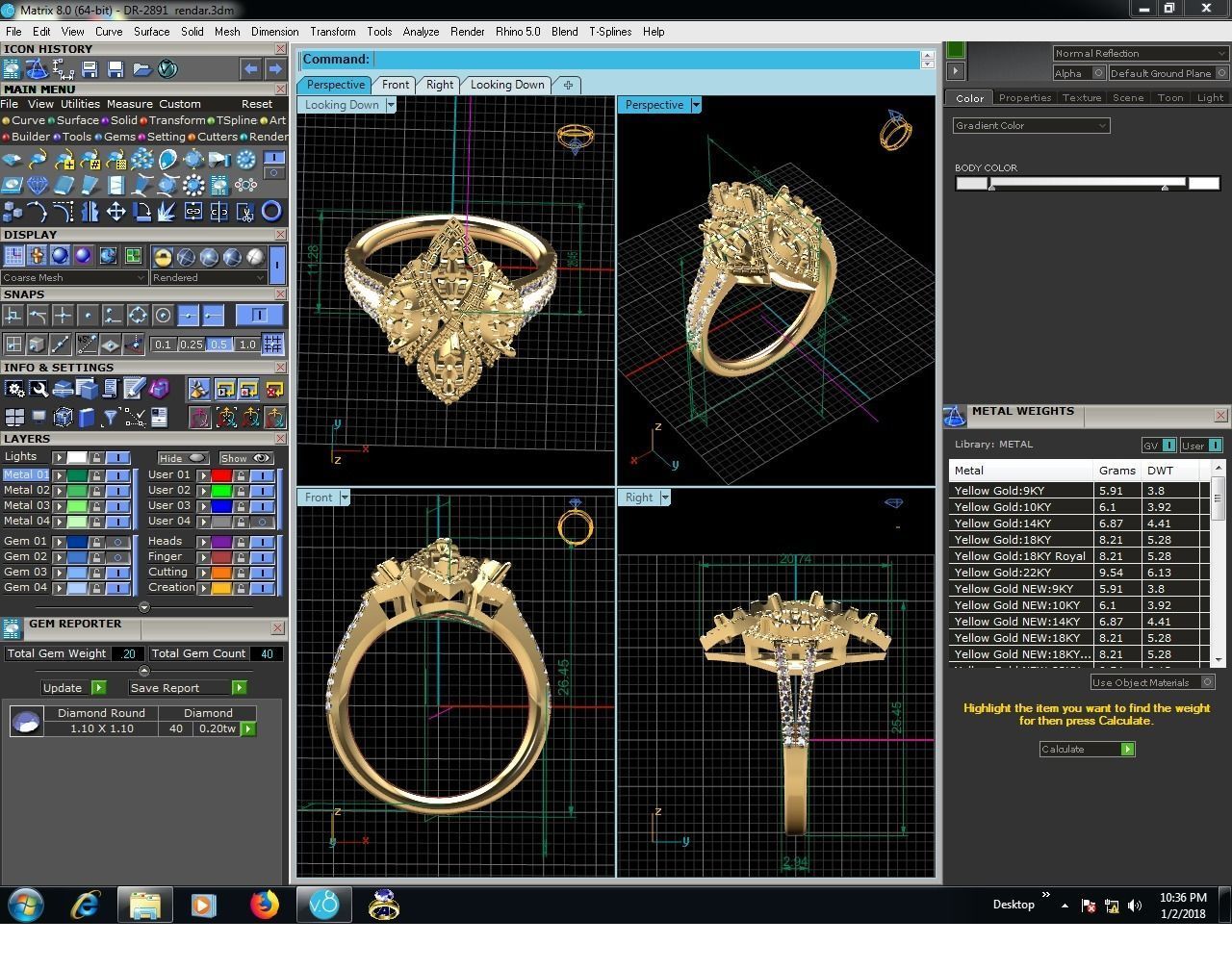 Engagement Ring With Diamonds and Gems 3D print model_9
