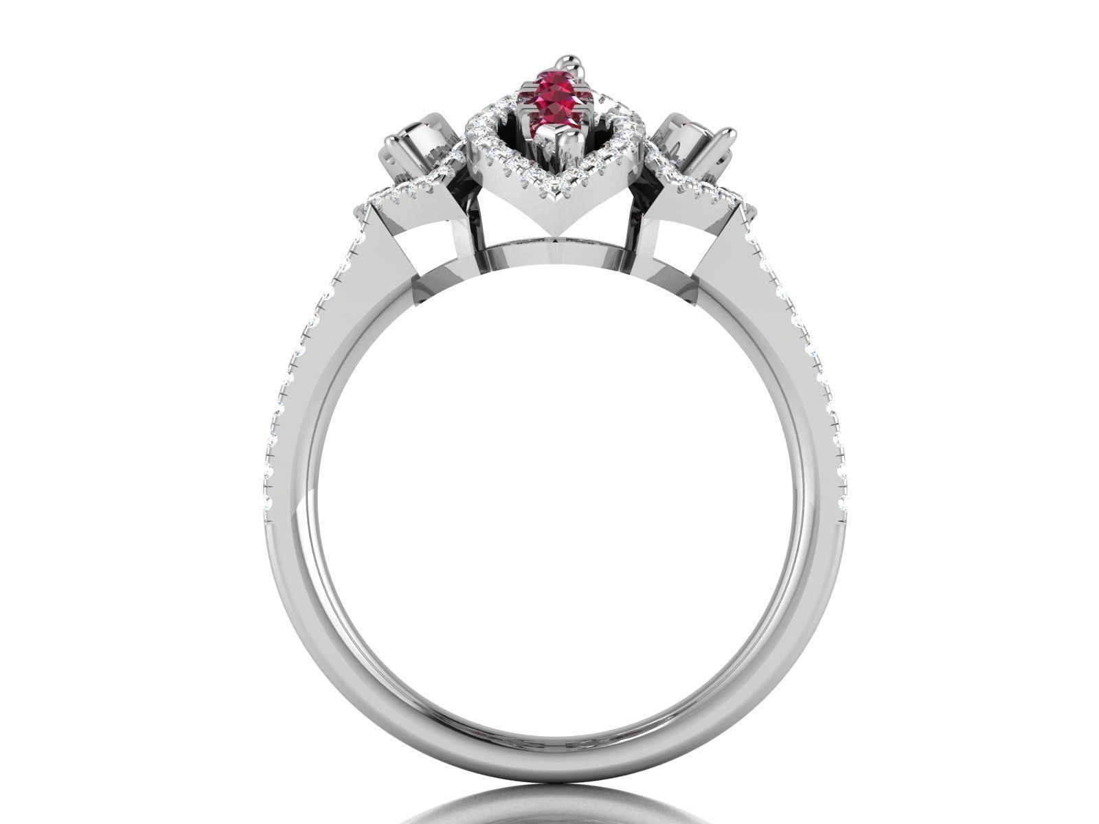 Engagement Ring With Diamonds and Gems 3D print model_3