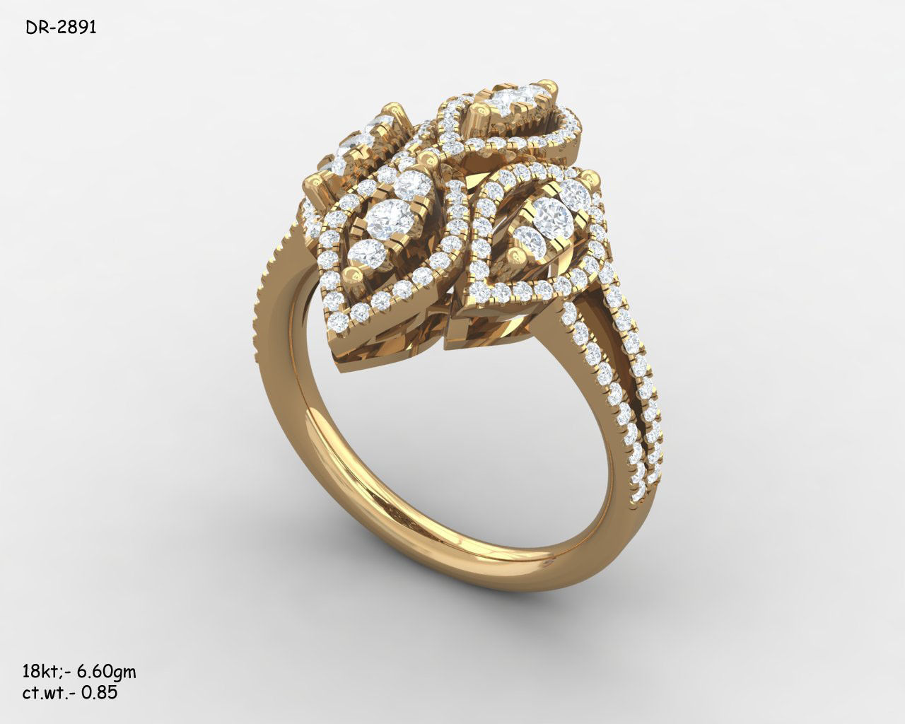 Engagement Ring With Diamonds and Gems 3D print model_8