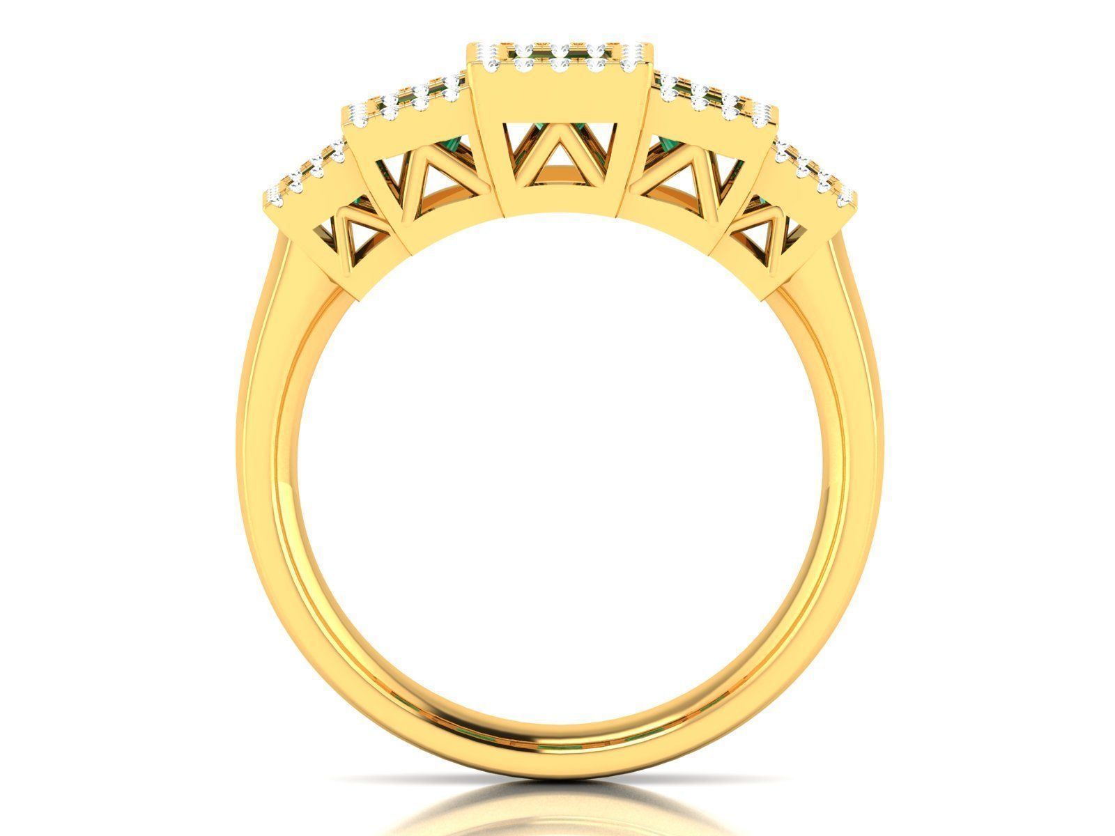 Gold Color Engagement Ring With Emerald 1 3D print model_8