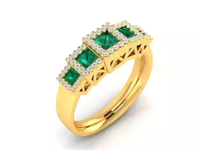 Gold Color Engagement Ring With Emerald 1