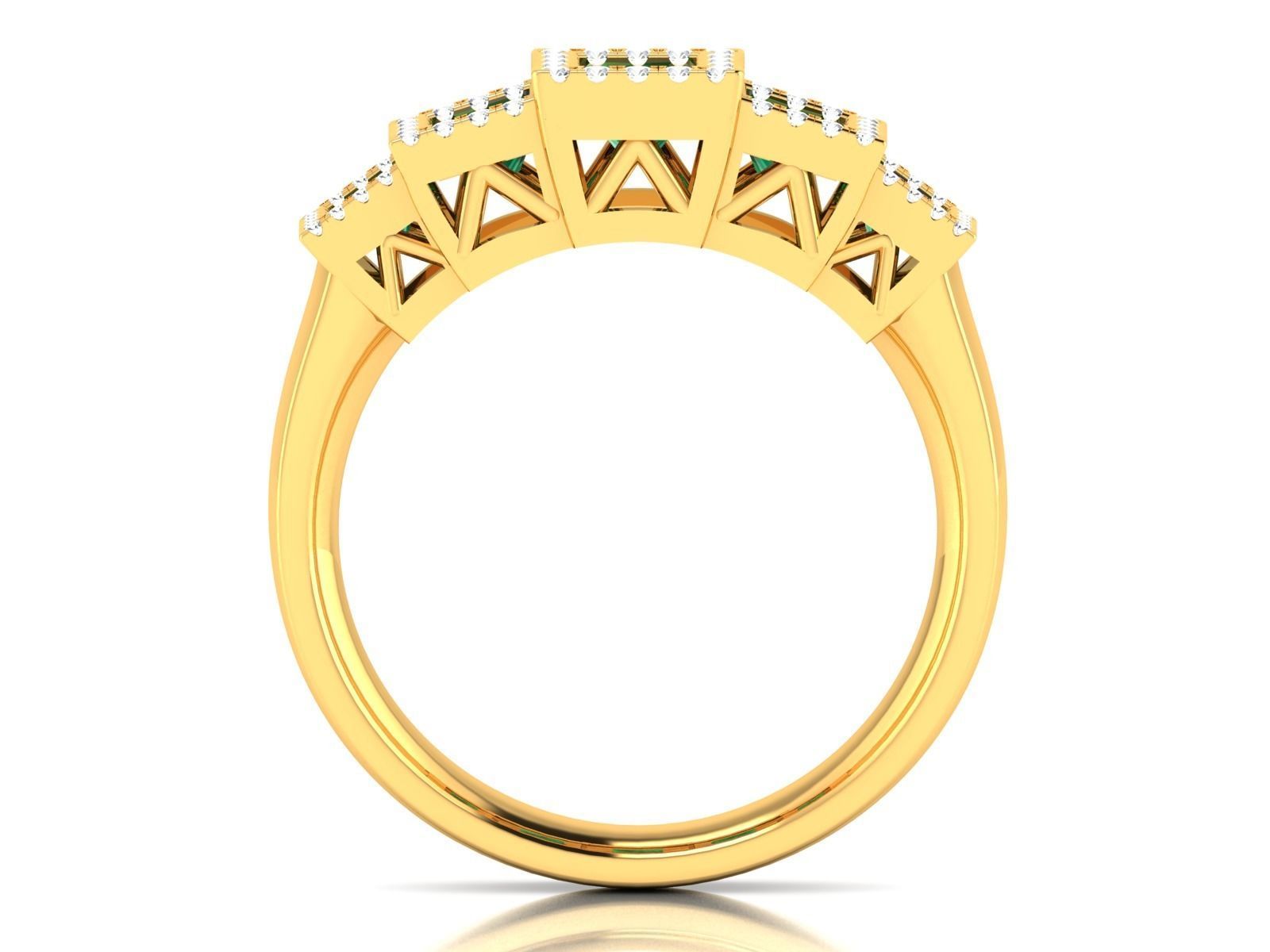 Gold Color Engagement Ring With Emerald 1 3D print model_7