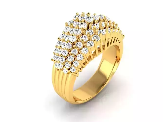 Thick Gold Color Engagement Ring With Diamonds