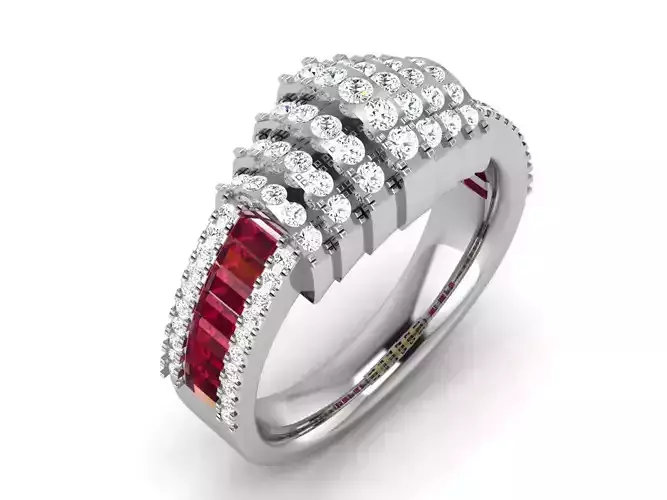 Engagement Ring With Diamonds and Ruby