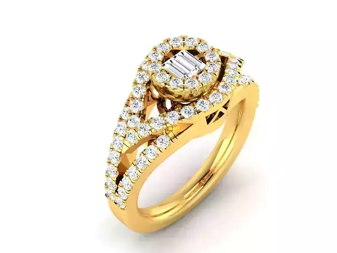 Eye Shaped Halo Engagement Ring With Diamonds