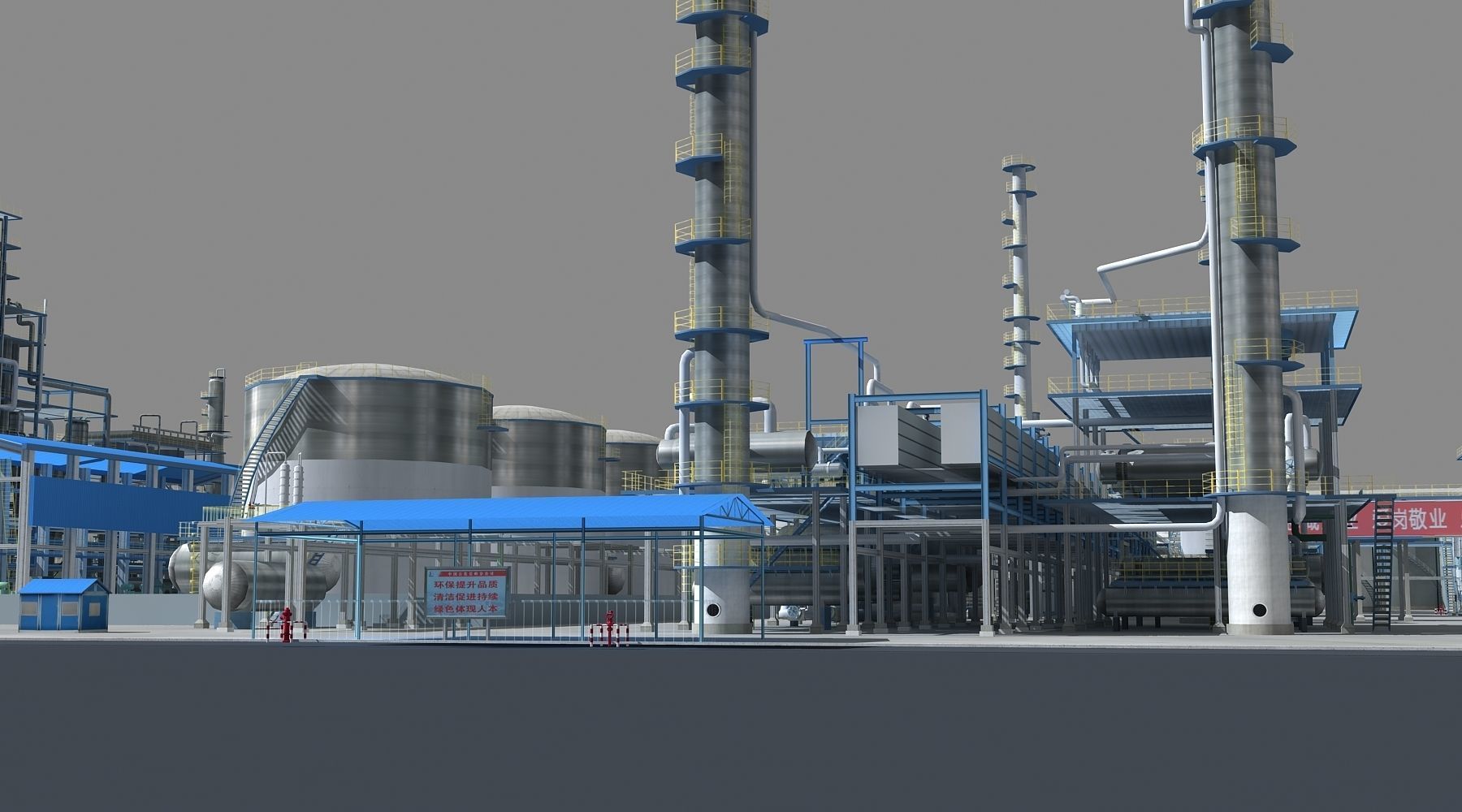 Refinery oil Low-poly 3D model_16