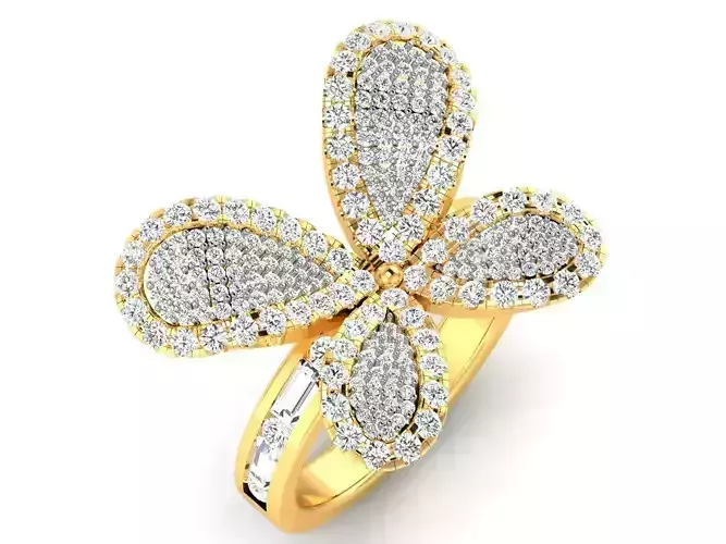 Butterfly Shaped Engagement Ring With Diamonds 3D print model