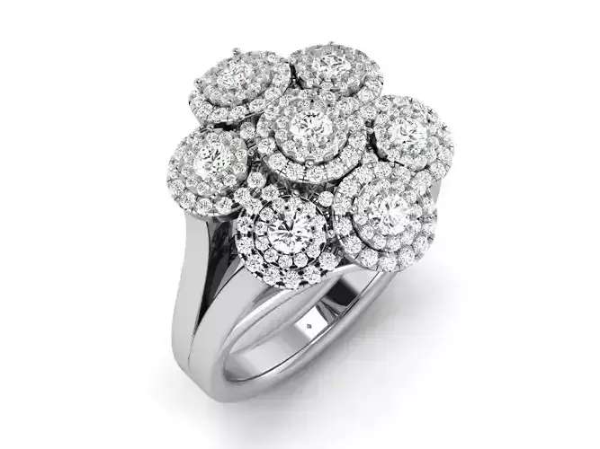 Flower Shaped Engagement Ring With Diamonds 51