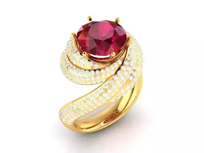 Swirl Spiral Engagement Ring With Ruby
