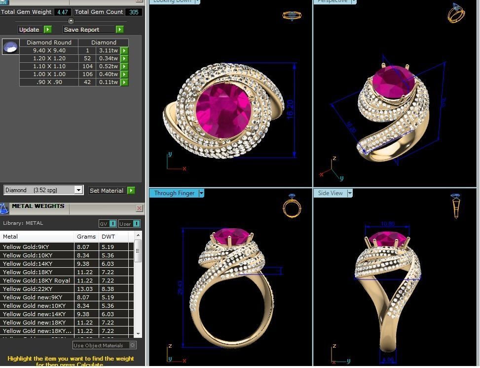 Swirl Spiral Engagement Ring With Ruby 3D print model_9