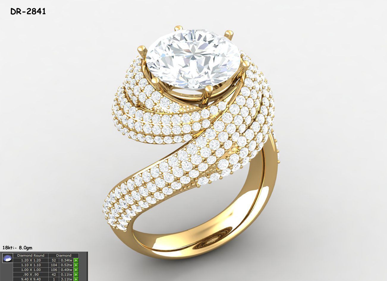 Swirl Spiral Engagement Ring With Ruby 3D print model_8