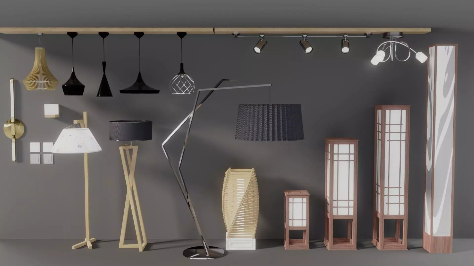 Pack of lamps for interior visualizations 3D model_0