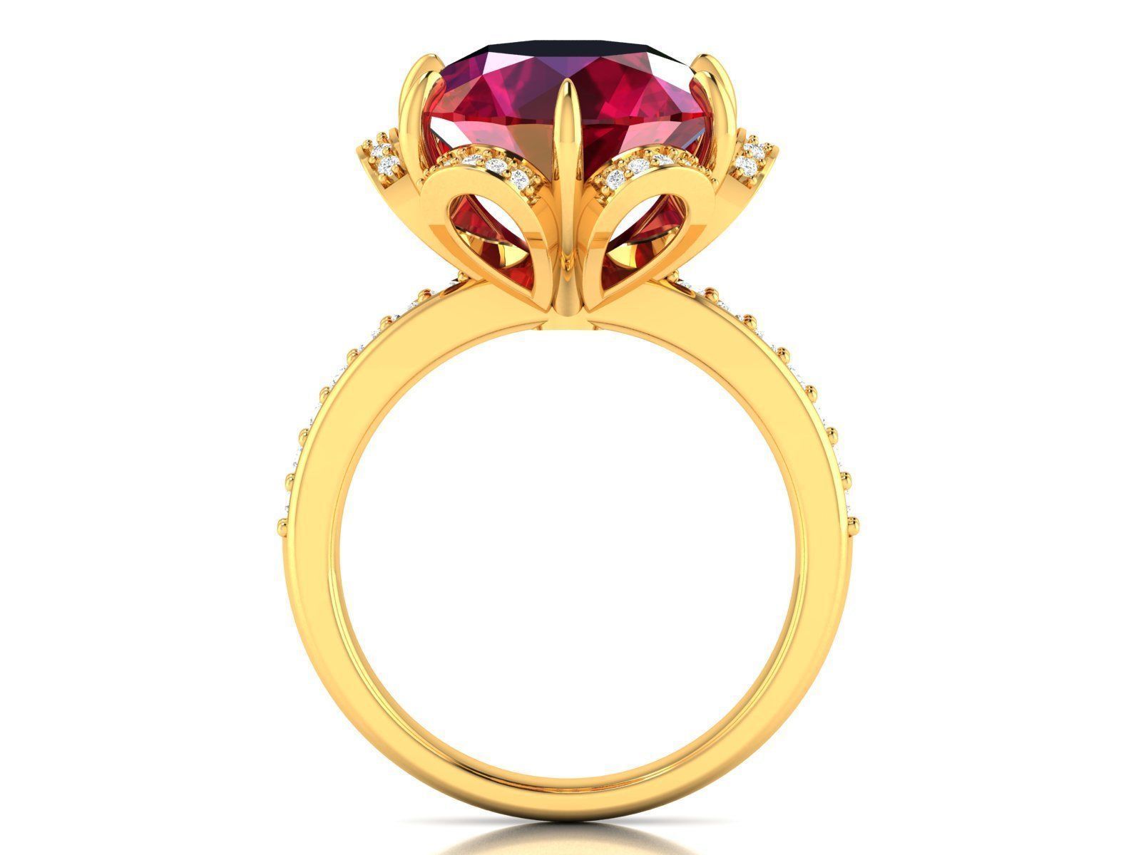 Golden Engagement Ring With Ruby 3D print model_2