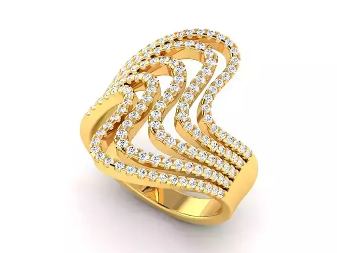 Swirl Golden Engagement Ring With Diamonds