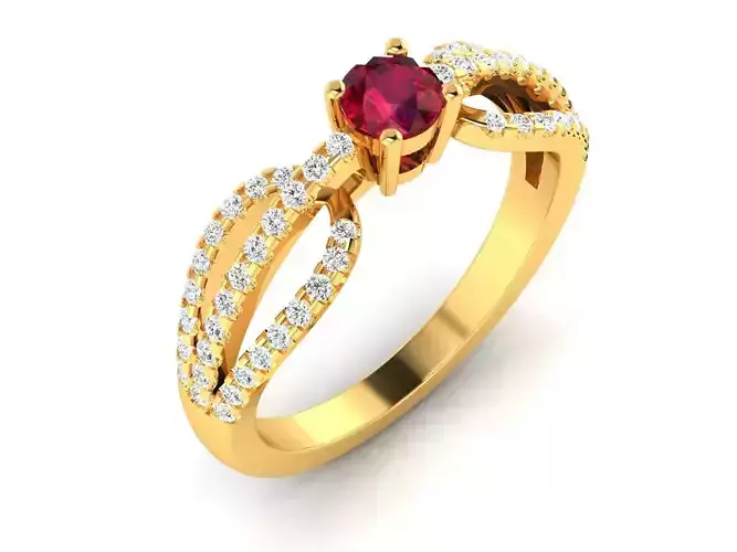 Gold Color Engagement Ring With Ruby 4