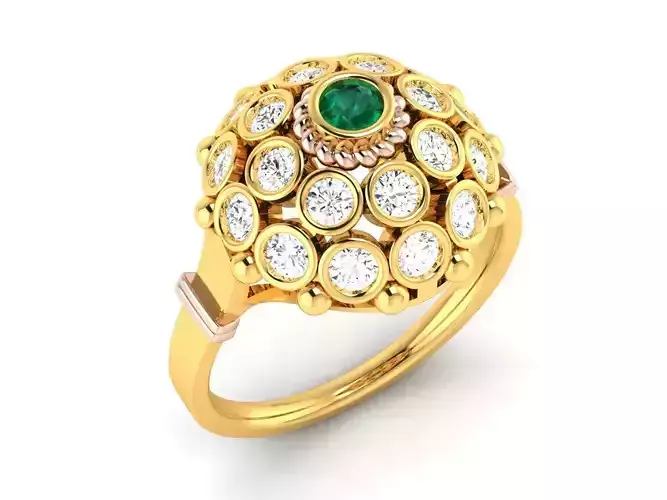 Gold Halo Engagement Ring With Emerald