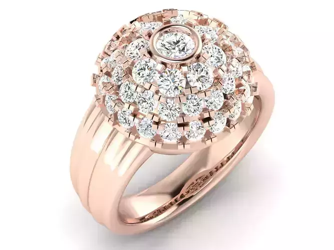 Rose Gold Halo Engagement Ring With Diamonds