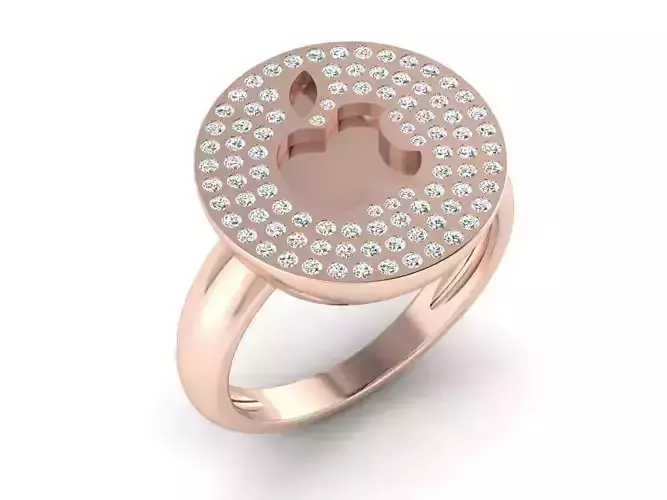 Round Apple Logo Engagement Ring With Diamonds