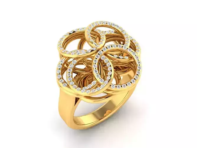 Circle Design Engagement Ring With Diamonds