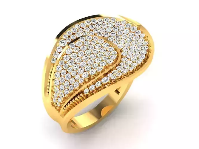 Golden Engagement Ring With Diamonds 3