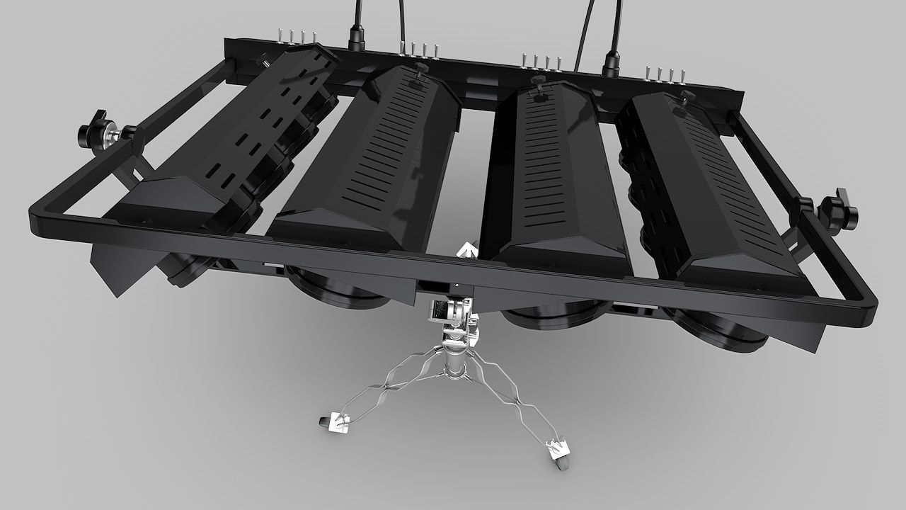 Studio-Light light stand with four lights 3D model_2