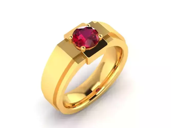 Gold Color Engagement Ring With Ruby 5