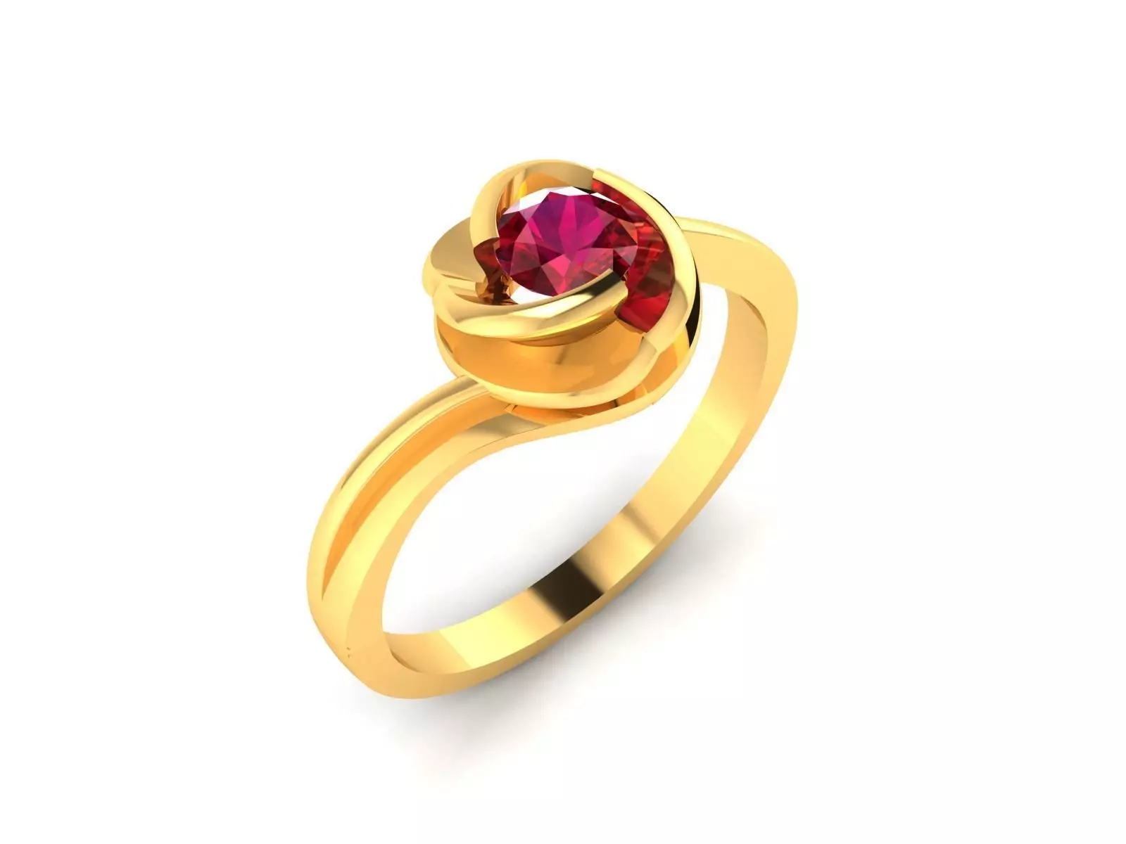 Flower Shaped Engagement Ring With Ruby 3D print model_0