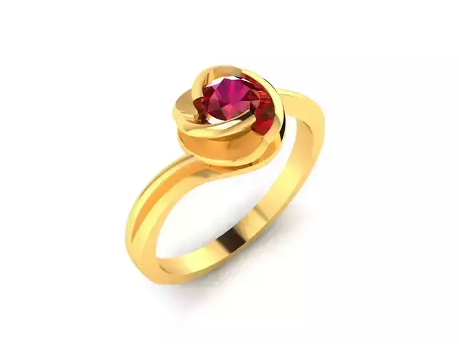 Flower Shaped Engagement Ring With Ruby