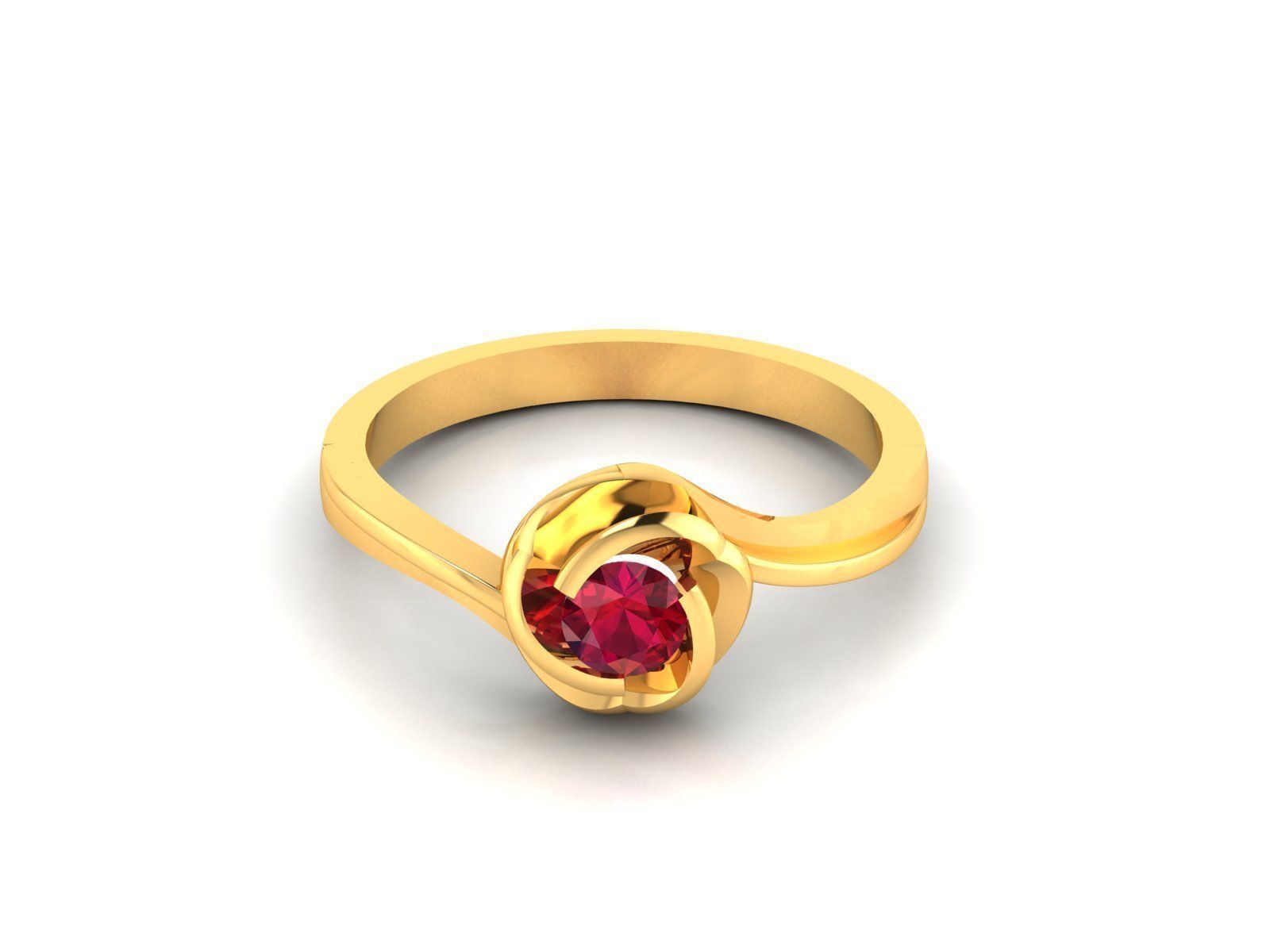 Flower Shaped Engagement Ring With Ruby 3D print model_6