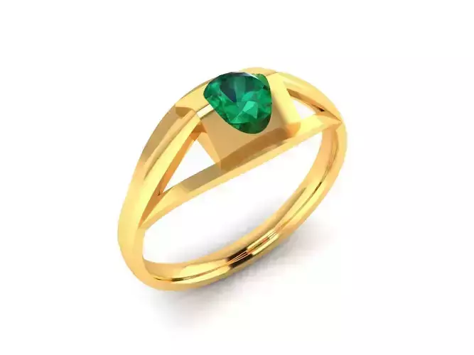 Golden Engagement Ring with Emerald 5