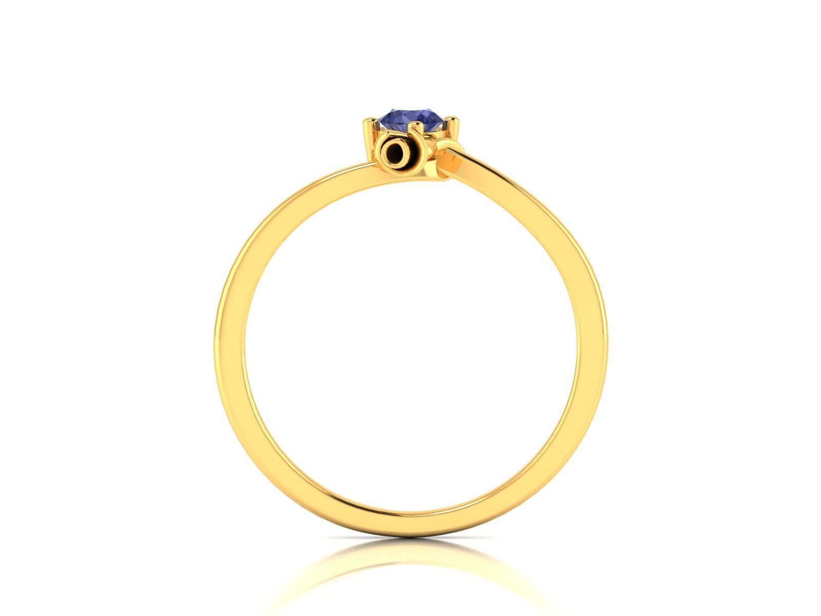 Thin Golden Engagement Ring with Sapphire 3D print model_3