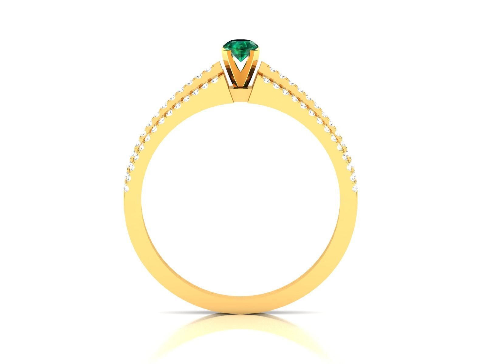 Golden Engagement Ring with Emerald 8 3D print model_2