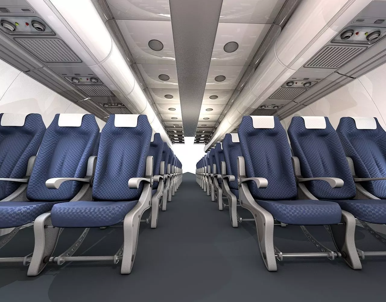 Airplane-Interior empty airplane with seats 3D model_0