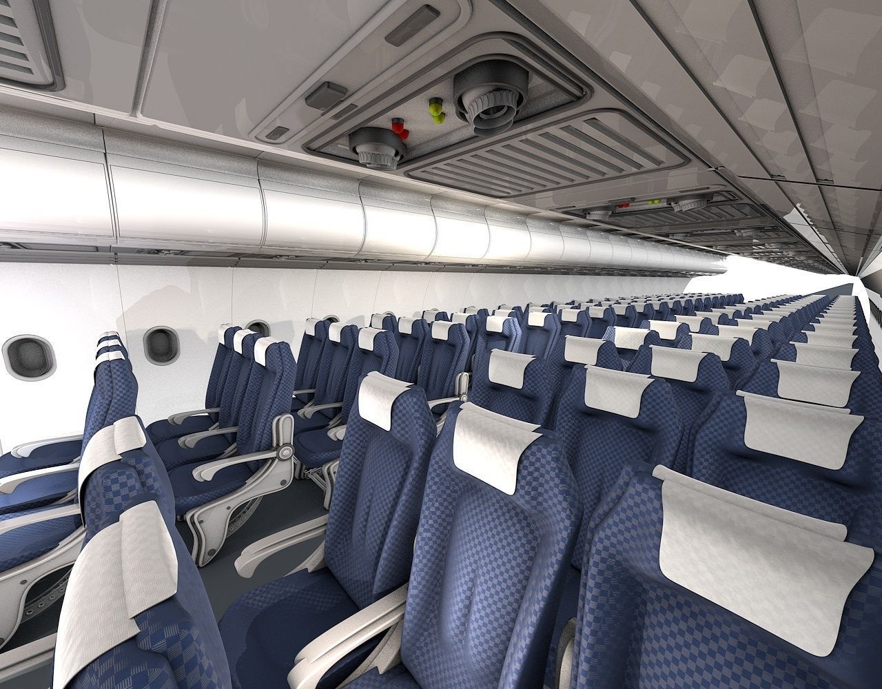 Airplane-Interior empty airplane with seats 3D model_2