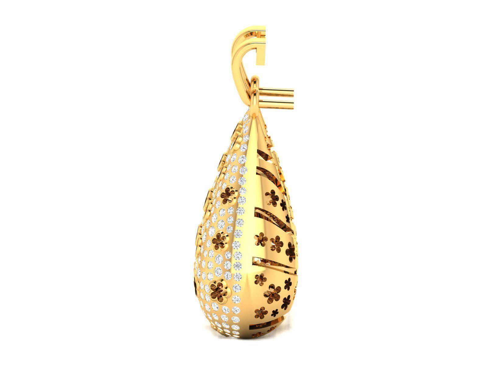 Gold Color Drop Earrings With Diamonds 2 3D print model_5