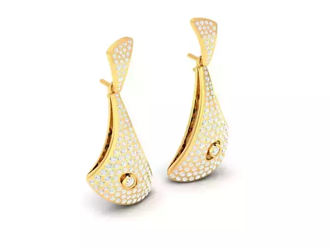 Gold Color Drop Earrings With Diamonds 3 3D print model