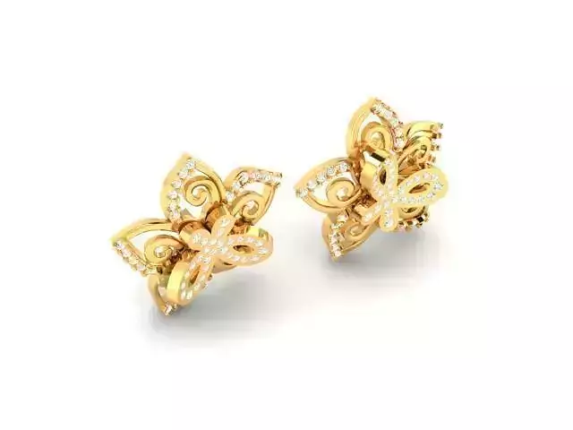 Flower Shaped Eartops With Diamonds