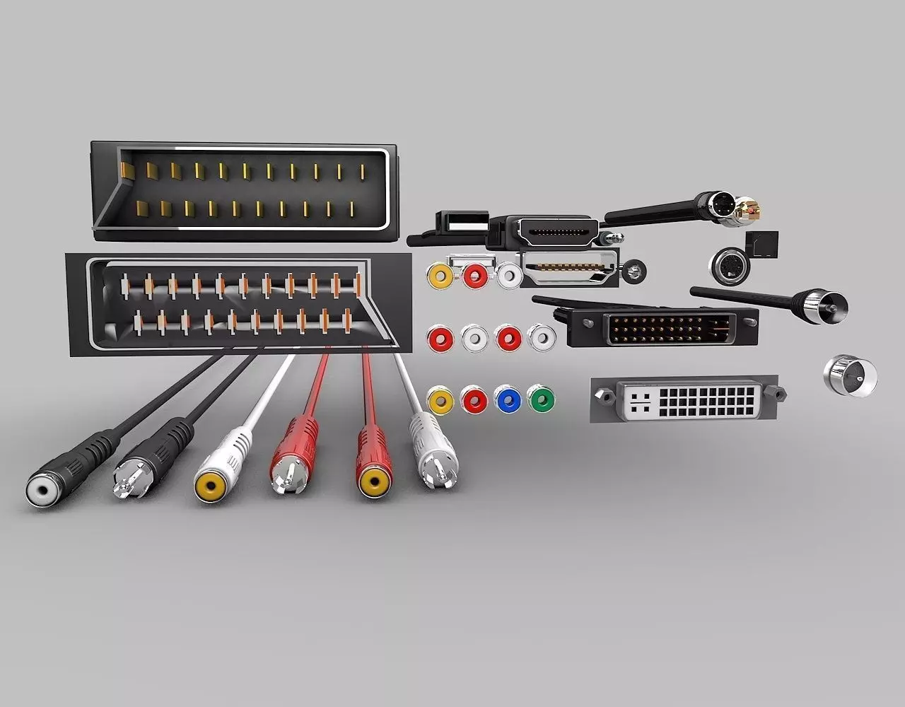 Electronic-Cables-Pack cables and connectors 3D model_0