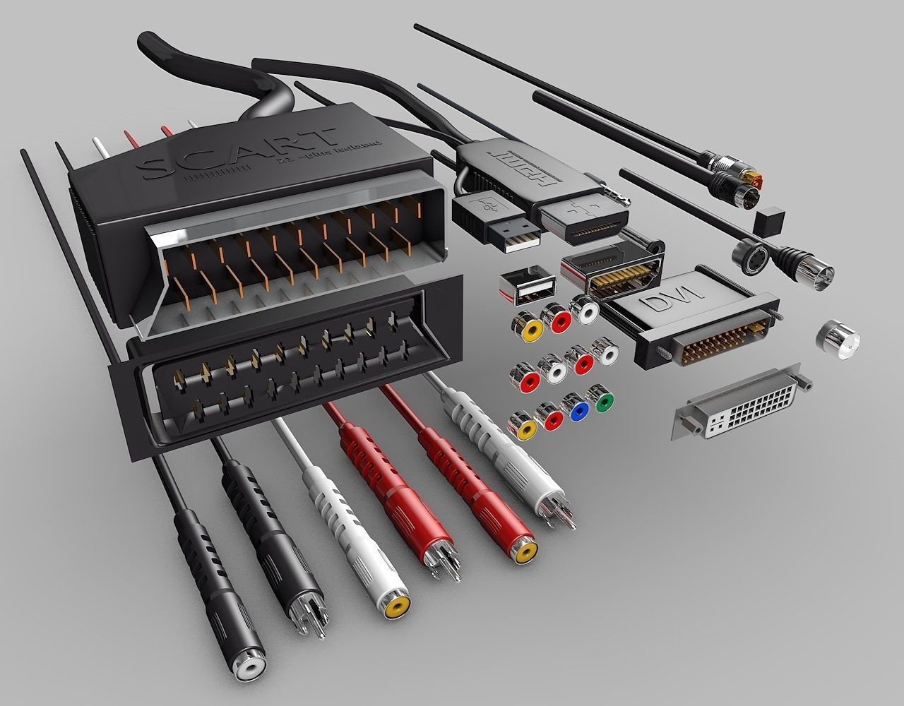 Electronic-Cables-Pack cables and connectors 3D model_5