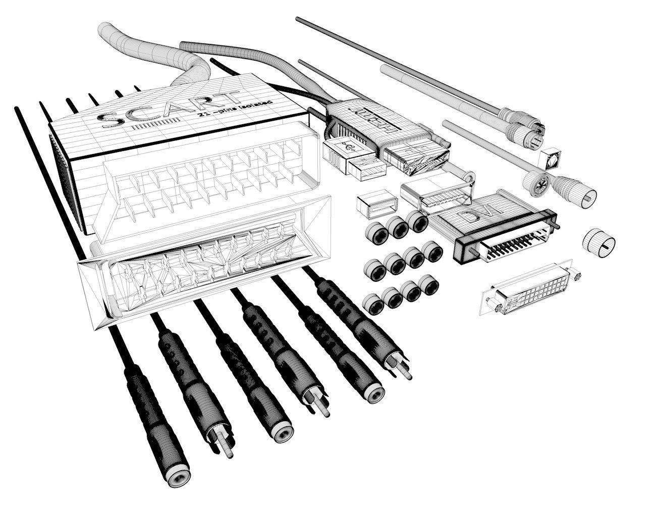 Electronic-Cables-Pack cables and connectors 3D model_2