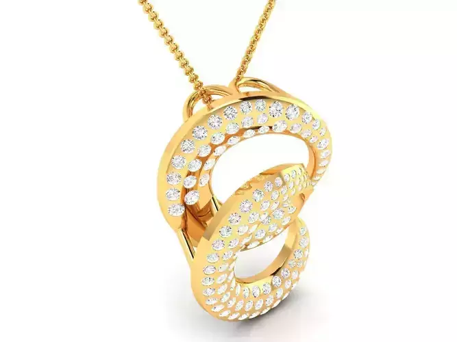 Spiral Golden Pendant With Diamonds