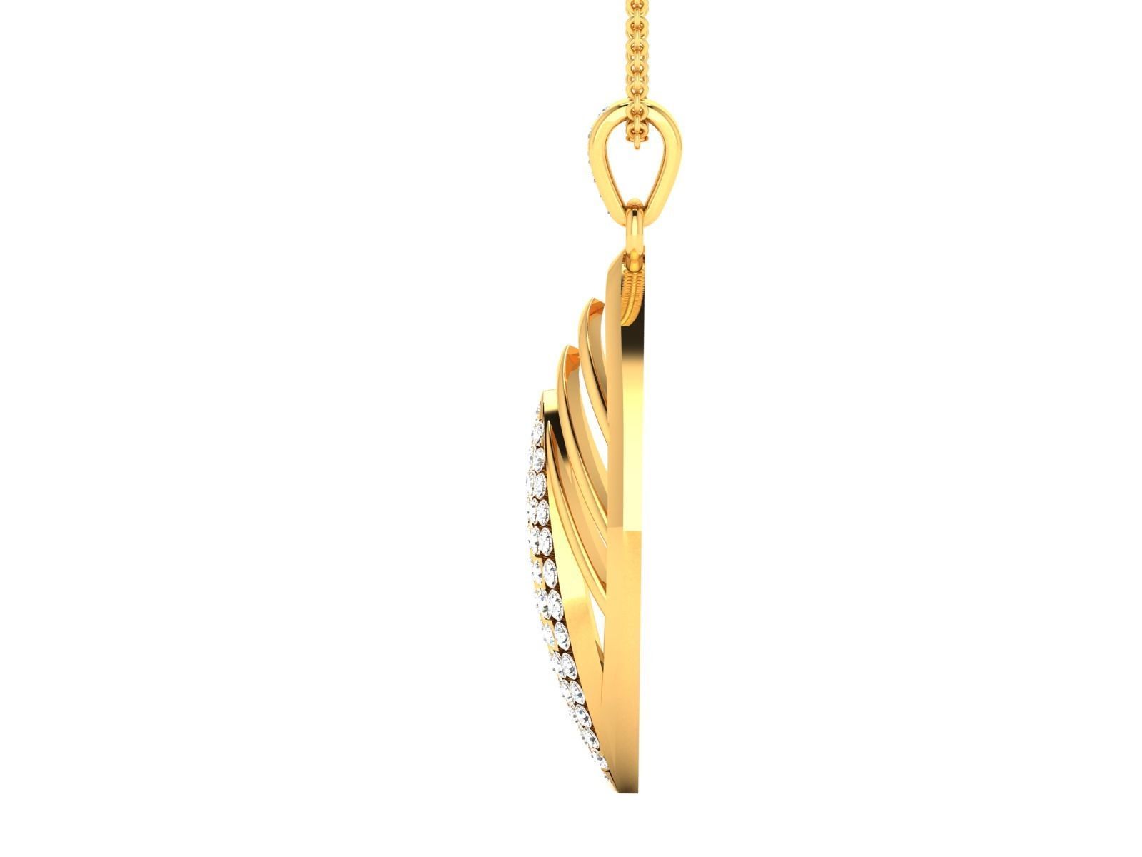 Leaf Shaped Pendant With Diamonds 3D print model_6