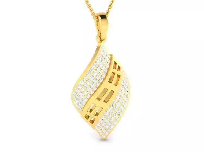 Leaf Shaped Pendant With Diamonds 1