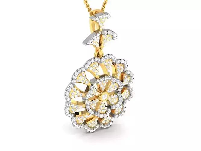 Flower Shaped Pendant With Diamonds 1