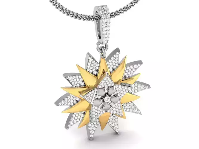 Star Shaped Pendant With Diamonds 1