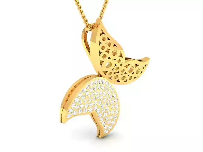Butterfly Shaped Pendant With Diamonds