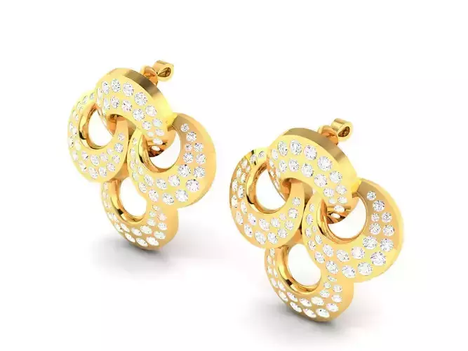 Gold Color Eartops With Diamonds 4